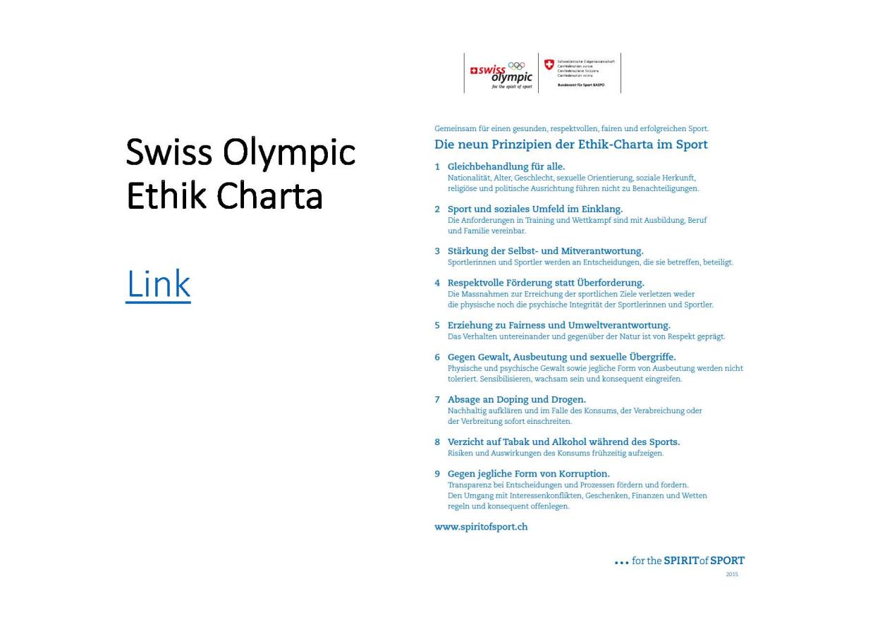 Swiss Olympic Charta Prävention